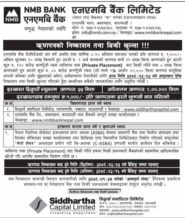 16211244827 2 आज देखि एनएमबि बैंकको ऋणपत्रमा आवेदन दिन सकिने